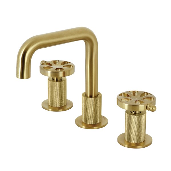 Kingston Brass Widespread Bathroom Faucet with Push PopUp, Brushed Brass KS1417RX - main